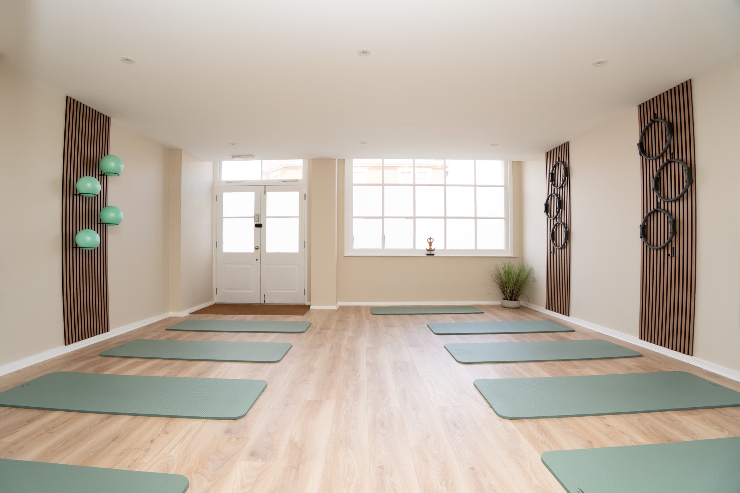 The Parkstone Pilates matwork studio, set for a live online class